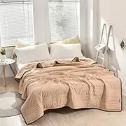 Nuvodreams Cooling Blanket Queen,Cooling Blankets, NuvoDreams Cool Comforter with 2 Pillowcases, Breathable, Lightweight, Silk Smooth (Khaki,Crib)
