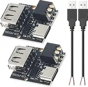 Youmile Pack of 2 Fast Charging Module PD/QC/AFC/FCP Fast Charge Trigger Module 5V 9V 12V 15V 20V with Selector Switch Adjustable Voltage Type-C Input USB Output with USB Plug and Two-Core Cable