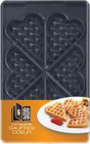 XA800612 Snack Collection Heart Waffle Maker Non Stick Plates Set,Black