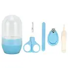 4Pcs Baby Nail Kit Safe Mini Scissors Nail File Nail Clippers Tweezers Blue CHW