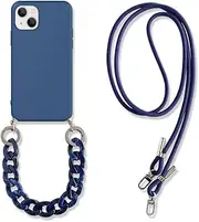 YAKVOOK Cute Case for iPhone iPhone 7 Plus/8 Plus,Lanyard Soft Silicone Case with Cross-Body Chain Shoulder Strap & Detachable Wristband Ultra-Thin Rubber Protector (iPhone 7 Plus/8 Plus, Nevy Blue)