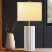 26.5" Modern Ceramic Table Lamp for Living Room White Bedside Lamps for Bedro...