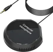 Desktop Conference Microphone 360° Omnidirectional Condenser 3.5mm Plug & Play PC Computer Mic Compatible with Windows for PC Laptop Video Conference Recording Chatting Gaming Online Class Skype