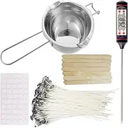 domoi Candle Making Kit,Candle Melting Pot,Candle Wicks,Wick Stickers, Candle Wicks Holder,Thermometer and Stirring Sticks