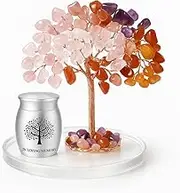 ChoiHeiy Mini Urn for Human Ashes with Colorful Crystal Tree Decoration, Stainless Steel Small Urn for Human Ashes, Memorial Cremation Keepsake, Inscribed on The Product: in Loving Memory, Pink