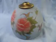 CONTEMPORARY REVERSE PAINTED FROSTED PINK ROSE on BLUE BELL GLASS LIGHT SHADE!