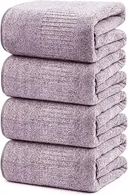 SEISSO Bath Towels Set of 4, 88×160 CM Bath Sheet Super Absorbent & Lightweight Quick Drying Oversized Bath Towel for Beach, Travel, Gym, Sauna, Camp, Pool (Purple)