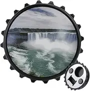 Magnetic Bottle Opener Round Fridge Magnets Niagara Falls Portable Opener Funny Beer Opener Decorative Refrigerator Magnets For Home Bar Kitchen Office Black