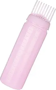 koolsoo Root Comb Applicator Bottle Squeeze Bottle 170ml Refillable with Graduated Scale Perming Tools Hair Dye Bottle Applicator Brush for Home DIY, Pink