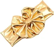 Baby Girls Bronzing Gilding Headband Floppy Metallic Messy Big Bows HeadWrap JA61