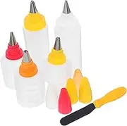 COLLBATH 6pcs Transparent Icing Decorating Bottle Kit for Cookie and Cake Decoration Easy to Clean and Reusable Baking Tool for Home Use