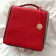 New Estee Lauder Vintage Red Faux Leather Travel/Make up Case