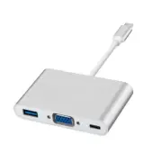 USB 3.1 Type C to VGA USB 3.0 USB-C Multiport Charging Converter HUB Adapter New