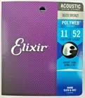 Elixir 11025 11-52 Custom Light 80/20 Polyweb Coated Acoustic Guitar String Set