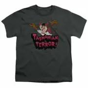 Looney Tunes Taz Terror Kids Youth T Shirt Licensed Classic Cartoon Tee Charcoal
