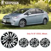 4PCS 15" Hubcaps STEEL Wheel Rim Cover ABS For Toyota Prius 2012-2015 R15 Tire