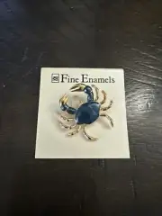 Vintage Fine Enamels BLUE GOLD CRAB Brooch/Pin 22ct NWT New w/Tag
