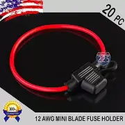 20 Pack 12 Gauge APM / ATM MINI Blade Inline Fuse Holder 100% OFC Copper Wire US
