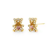 Bevilles Mini Teddy Stud Earrings with Cubic Zirconia in 9kt Yellow Gold