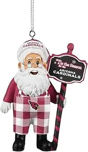 FOCO Arizona Cardinals Santa Wearing Overalls Holiday Ornament