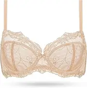[Deyllo] Women's Sexy Lace Bra Plus Size Underwire Embroidered Unlined Bra Non Padded