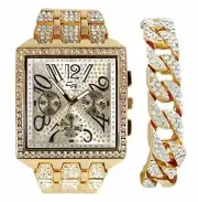 Bling'ed Out Bigger is Better Square Shape Timepiece - Standing Out Above The Cr