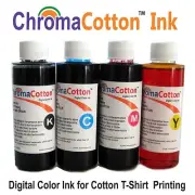 4 COLOR BOTTLE ChromaCotton INK REFILL INKJET PRINTER FOR T-SHIRT COTTON 240ml.