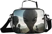 Aliens Flying Saucers Insulated Lunch Box for Women Men - Ideal for Work, Picnics - Includes Adjustable Shoulder Strap