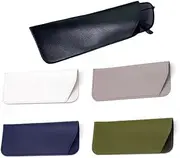 [FUNNTY] 5Pcs Soft Glasses Cases for Women Men, Portable Leather Sunglasses Case Soft Sunglasses Pouch Slide In Artificial Eye Glasses Case (5 Colors)