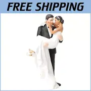 Exquisite Interracial Wedding Cake Topper - Bride & Groom Porcelain Figurine 6"