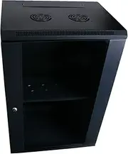 HCC 18RU 19 Inch 450mm Deep Wall Mount Cabinet Server Rack Data Network Comms 18U 19”, Black (RW-18R-450)