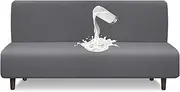 Granbest Water Repellent Futon Cover High Stretch Armless Sofa Covers Foldable Sofa Bed Covers Jacquard Futon Slipcover Waterproof Furniture Protector for Kids, Pets(Futon, Light Gray)