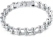 [SOESFOUFU] Unisex Wristband Bracelet Bike Chain Link Stainless Steel Bracelet for Dad/mom Present