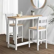 Oikiture Dining Table Set Wooden Bar Table Set with Table and Bar Chairs Set of 2 Home Kitchen Dining Room Furniture