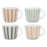 4pc Ecology 260ml Two Stripe Pottery Chalk Coffee/Tea Mugs 9.5x12cm Drinkware