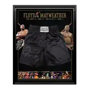 FLOYD MAYWEATHER HAND SIGNED FRAMED BOXING TRUNKS ALI TYSON FRAZIER PACQUIAO
