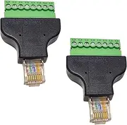 tunghey 2Pack RJ45 Screw Terminal Adapter/Network RJ45 Ethernet Adapter, RJ45 Breakout Board / 8p8c Male to 8 Pin AV Terminal Screw Adapter Converter Block Plug for CCTV, Cat5, Cat6