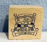 Teddy Bears Sleeping in Bed Wood Mounted Rubber Stamp Love PSX NEW