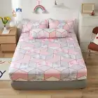 Pink Floral Soft Fitted Sheet Set Single Queen King Size Mattress Protectors