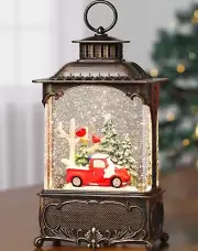 Blansong Red Truck Snow Globe Christmas Snow Globe Lantern Christmas Decorati