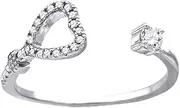 [JewelryWeb] 925 Sterling Silver Womens CZ Simulated Diamond Love Heart Adjustable toe ring - Ring Size Options Range: L to R