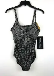 Miraclesuit Womens Pin-Up One Piece Swimsuit Underwire Black/White Size 12