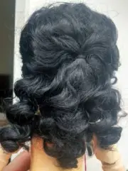 SIZE 15 JET BLACK ANIKA WIG MOHAIR SYNTHETIC MODERN ANTIQUE DOLL