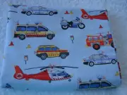 Heroes Ambulance Police Blue Flannelette Cotton Fitted Cot Sheet Handmade