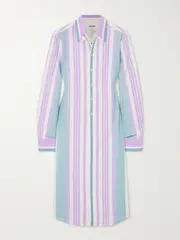 [BETTTER] BETTTER - Lorca Striped Linen Midi Shirt Dress - Multi - small small Multi