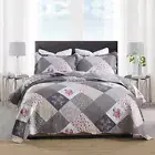 Quilt Set Queen Size - 3 Piece Microfiber Quilts Reversible Bedspreads Patchwork