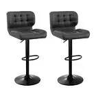 Artiss 2x Bar Stools Gas Lift Kitchen Stool Chairs Swivel Leather Black Grey New