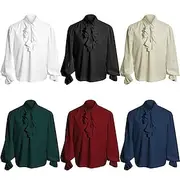 Retro Vintage Victorian Medieval Blouse / Shirt Cosplay Costume Masquerade Ren Faire Vampire Flounced Men's Pirate Fantasy Royal Halloween Carnival Masquerade