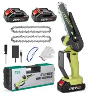 Mini Chainsaw Crodless, 6-Inch Small Chainsaw Electric Chain Saws with 2 Batt...