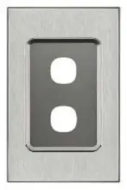 Clipsal SATURN SERIES GRID & PLATE ASSEMBLY 116x75mm 2-Gang HORIZON SILVER